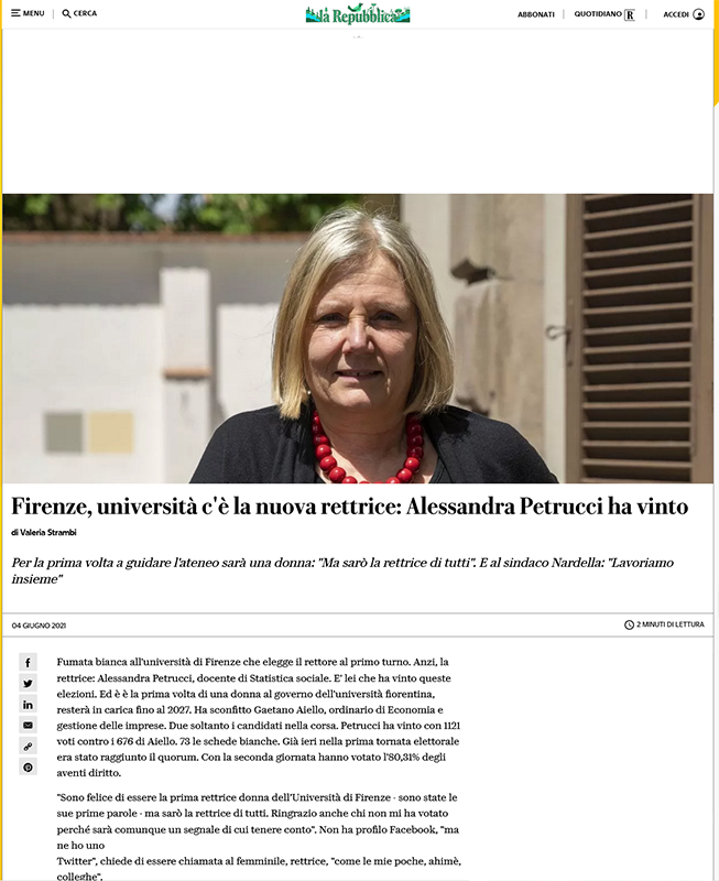 Firenze, università c'è la nuova rettrice: Alessandra Petrucci ha vinto
