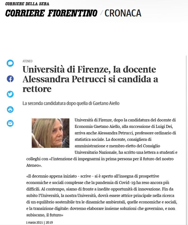 Università di Firenze, la docente Alessandra Petrucci si candida a rettore