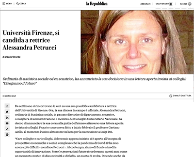 Università Firenze, si candida a rettrice Alessandra Petrucci